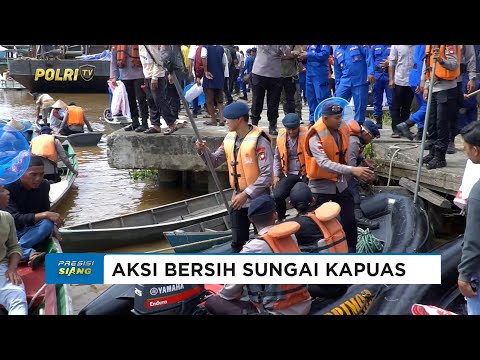 BRIMOB DAN POLAIRUD POLDA KALBAR LAKSANAKAN AKSI BERSIH SUNGAI KAPUAS