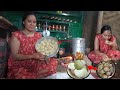 Home Made vegetable momo Cooking & Eating || Village kitchen with Family || Nepali Village cooking