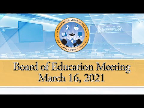 Board of Education Meeting --- March 2, 2021
