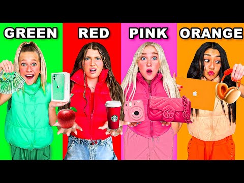 BUYiNG My SiBLiNGS EVERYTHiNG iN ONE COLOR For a DAY! 💚 ❤️ 💖 🧡
