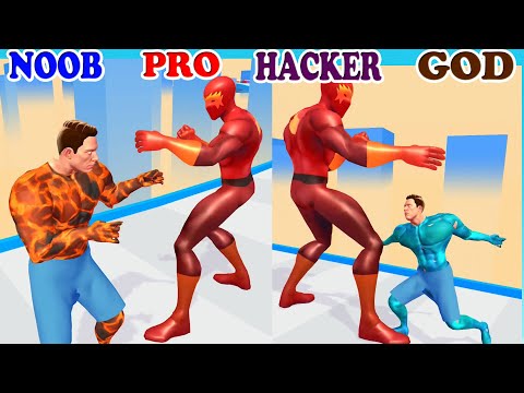 NOOB vs PRO vs HACKER vs GOD in Hero Evolve Runner Gameplay - PikaName Update Game