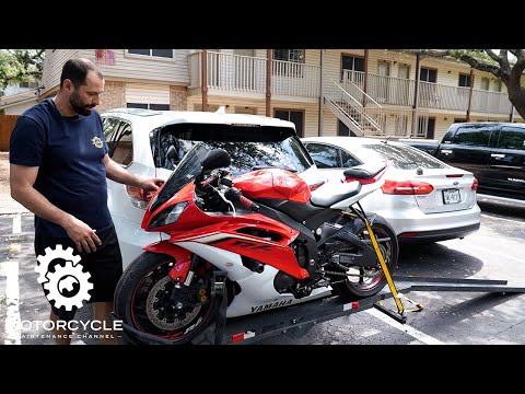 How To Use a Hitch-Mounted Motorcycle/Dirt Bike Carrier (Attaching & Using Ratchet Tie Straps)