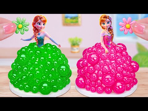 Best of Disney Princess Cake Jelly💚Perfect Miniature Elsa Anna Princess Cake Recipe💗Mini Cakes