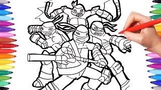 TMNT Coloring Pages | Coloring Leonardo Donatello Michelangelo Raphael Ninja Turtles