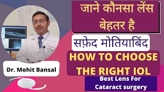 Best lens for Cataract Surgery | which lens is better in Eye surgery | Intraocular lens (IOL)