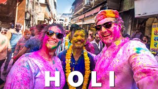 Foreigners Celebrate HOLI In Vrindavan Bankey Bihari Temple