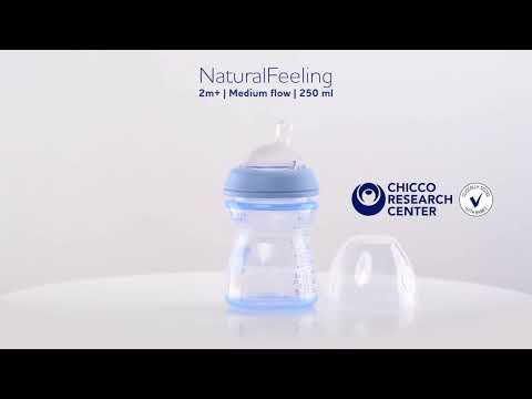 Chicco NaturalFeeling Biberón Anticólicos 2+ Meses, 250 ml, con Tetina  Inclinada de Silicona Suave y Doble Válvula Anti Cólicos, Alimentación  Natural y Lactancia Mixta, Azul : : Bebé