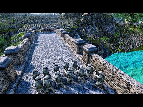 28 Modern Soldiers Defend Bridge from 30.000 Medieval Footman - Ultimate Epic Battle Simulator