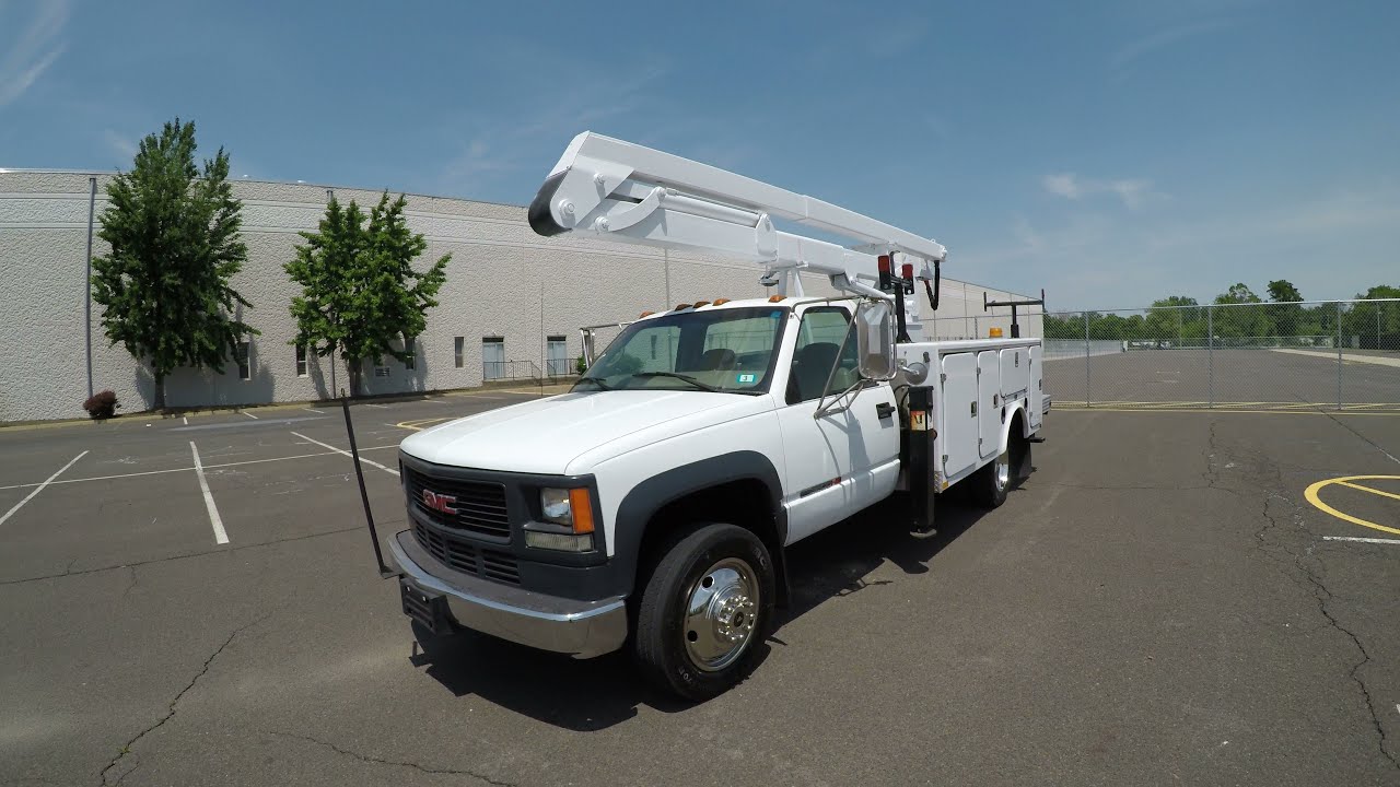 2001 GMC Sierra 3500 HD 37' utility body bucket truck with ...