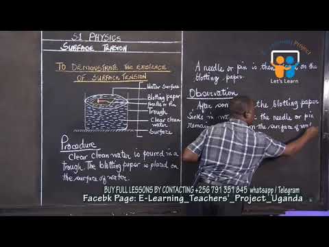 O’level Surface tension physics lesson for senior one class E-learning project Uganda Cover