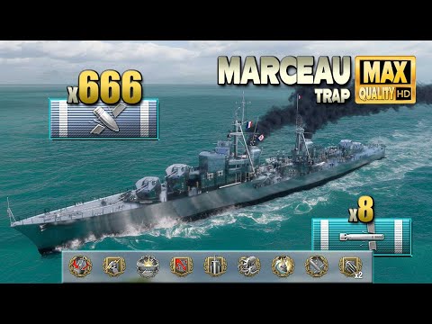 Destroyer Marceau: What a game on map Trap - World of Warships