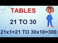 Tables Of 21 to 30 | Multiplication Tables Of 21 To 30 | 21 To 30 Tables | Learn Tables 21 to 30 |