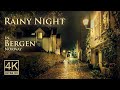 Rainy Night In Bergen Atmospheric 4K Walking Tour Binaural Audio For Relaxation
