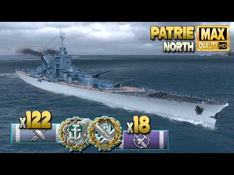 Battleship Patrie: MVP on map North - World of Warships