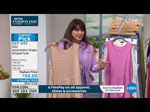 DG2 by Diane Gilman Asymmetric Drape Striped Tank