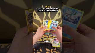 POV Unboxing Sun and Moon Sleeved Pokemon Packs #fyp #pokemon #pokemoncards #unboxing #shorts