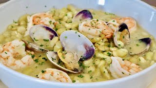 ALUBIAS O FABES VERDINAS CON ALMEJAS Y LANGOSTINOS, te vas a chupar los dedos con esta receta!