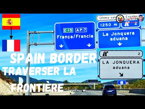 Frontière espagnole Autoroute border Spain AP7 to France A9, border Jonquera aduana Driving 4k