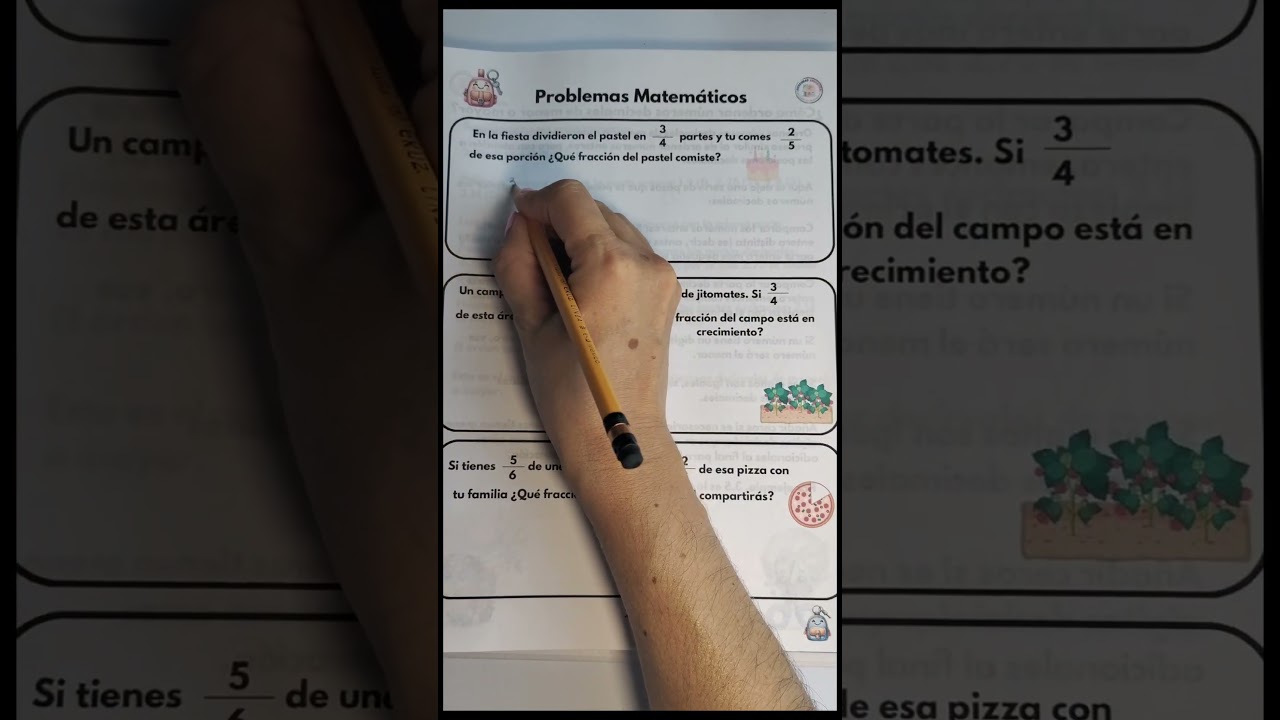 Multiplicación de fracciones en problemas matemáticos. #matematicas #docentes #materialdidactico
