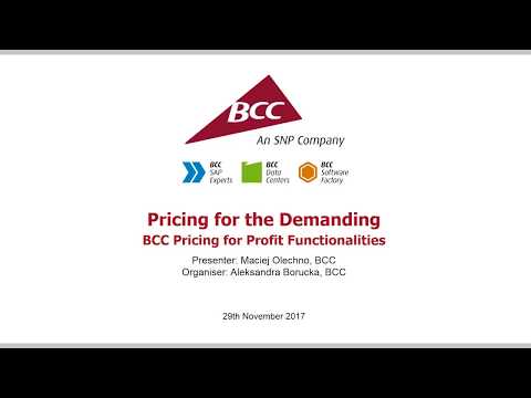 BCC Pricing for Profit – advanced pricing strategy management in SAP