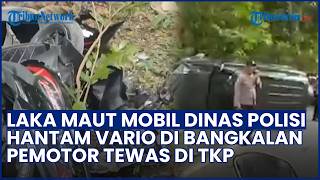 Mobil Dinas Polisi Terguling Usai Benturan dengan Vario di Blega, Satu Orang Meninggal
