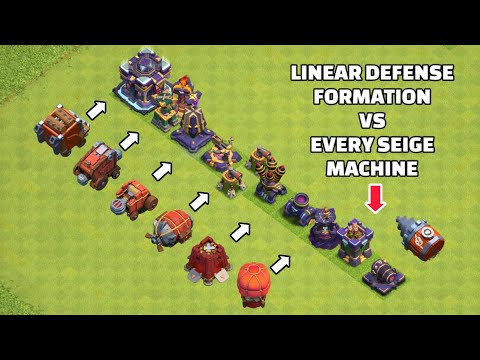 Linear Defense Formation Vs Every Siege Machines | Clash of Clans | Siege Machines