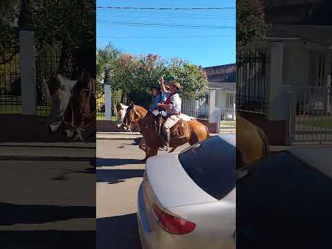 os🐴👍 gaúchos inscreva-se 🔔 🤠 passando na cidade do Riozinho RS e seus cavalos 🐴👍