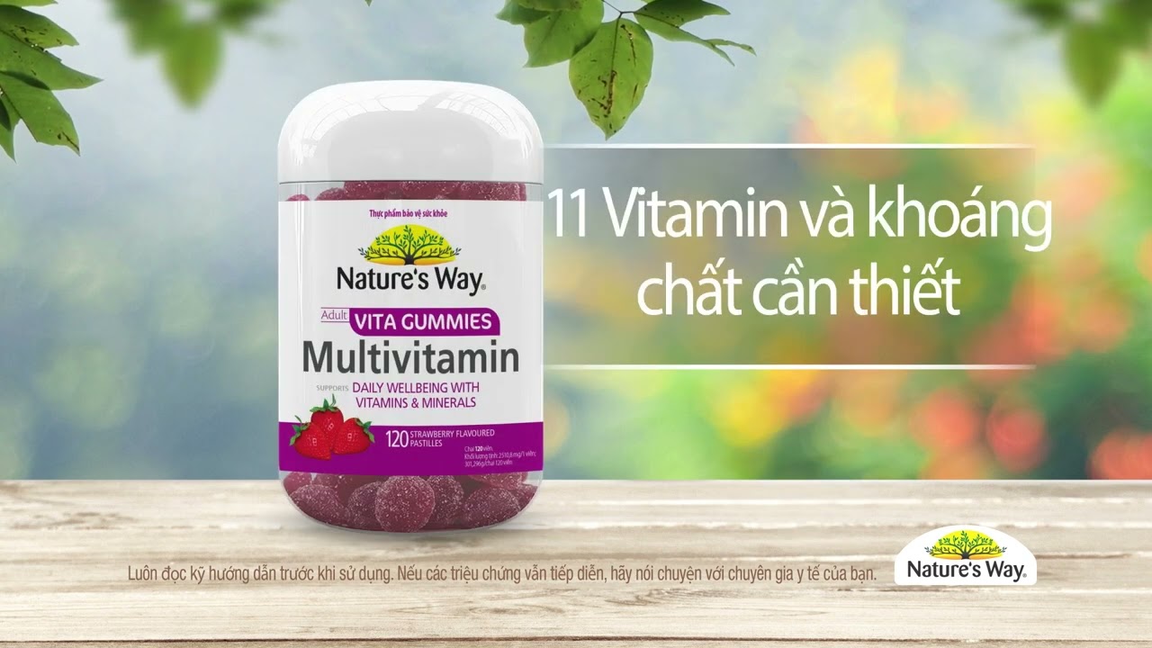 Kẹo Dẻo Vitamin Tổng Hợp Adult Vita Gummies Multi-Vitamin NATURE'S WAY Tăng Cường Sức Khỏe Tổng Thể cho người từ 18 tuổi_Hộp 120 Viên