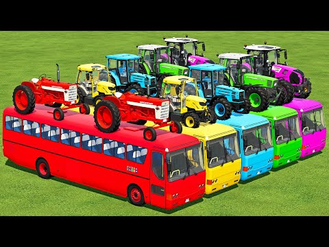 TRANSPORTING CASE, FENDT & CLAAS TRACTORS WITH BUSES - Farming Simulator 22