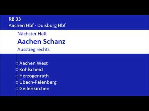 [DB Regio NRW] Ansagen RB33 Aachen Hbf - Duisburg Hbf