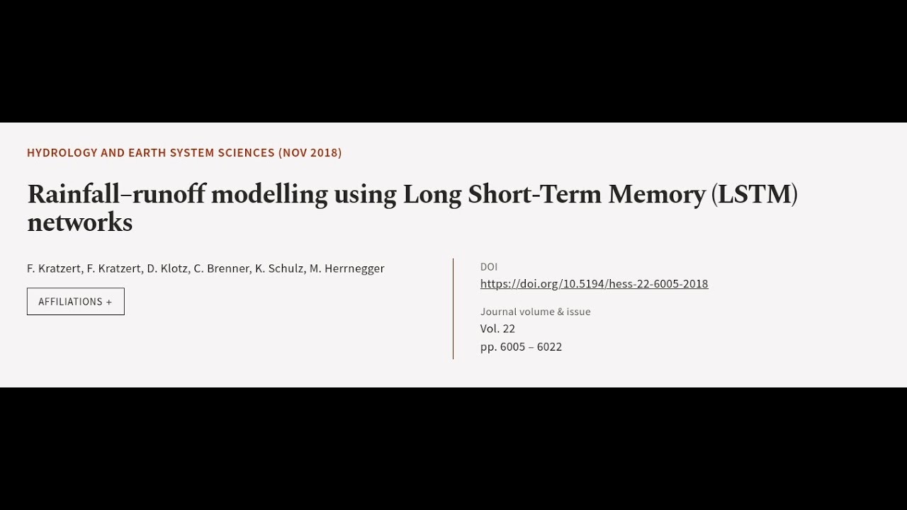 Rainfall–runoff modelling using Long Short-Term Memory (LSTM) networks | RTCL.TV