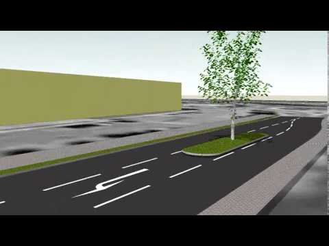 Visualisierung Neugestaltung einer Straße in einem Gewerbegebiet