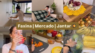 🏡🪟 VLOG | Um dia comum de faxina e organização na casa | Fui ao supermercado  | Preparei o jantar