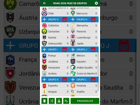 Tabela Copa do mundo 2026