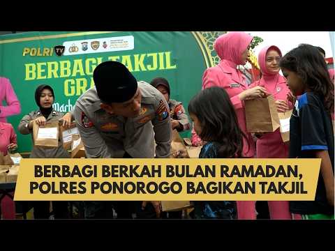 BERBAGI BERKAH BULAN RAMADAN, POLRES PONOROGO BAGIKAN TAKJIL