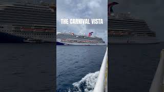 Beautiful look at the Carnival Vista, anchored at Half Moon Cay, Bahamas