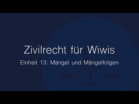 Zivilrecht für Wiwis – Einheit 13: Mängel und Mängelfolgen