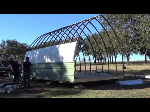 Build process of a 14' x 20' DIY Arched Cabin LLC Tiny House Kit
