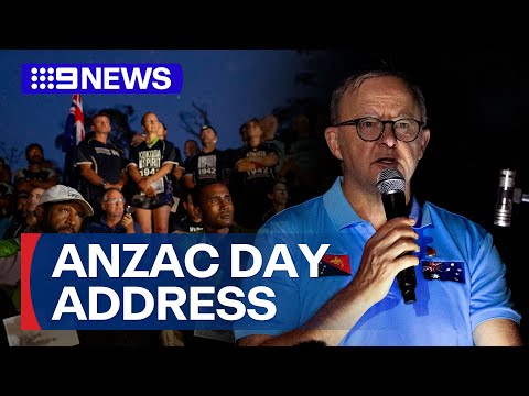 Anzac Day 2024: Prime Minister speaks at dawn service in Papua New Guinea | 9 News Australia