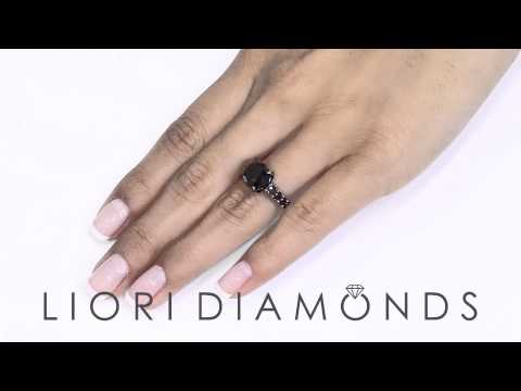 BDR-230 - 5.78 Carat Certified Natural Black Diamond Engagement Ring 14k Black Gold