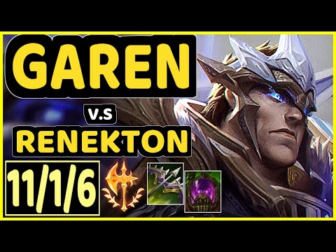 GAREN vs RENEKTON - 11/1/6 KDA TOP GAMEPLAY - NA Ranked MASTER