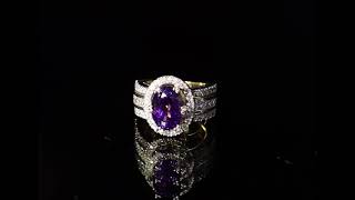 CI0001340 - 16.8 grams 18 carat Two Tone White and Yellow Gold Tanzanite and Diamond Cocktail Ring