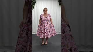Plus Size Pink Floral Vintage Rockabilly Dress