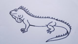 How to draw an Iguana (lizard)/Easy drawing step by step/iguana drawing tutorial