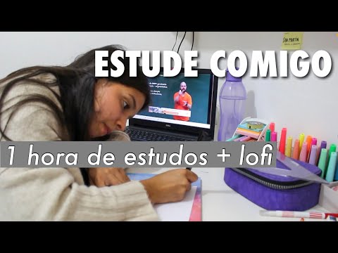 STUDY WITH ME | 1 hora de estudos em tempo real, vídeo aula, exercícios, resumos + lofi ☁️