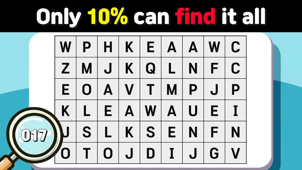 Only 10% genius can find it all | Find the Hidden Word | Word Search | Scrambled Word Game