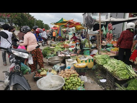 Evening Food Market Scene at Phsa Dem Ampel - Food Market @Sen Sok - Cambodia Motorbike Tours