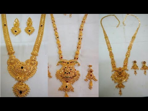 Gold long necklaces sets designs