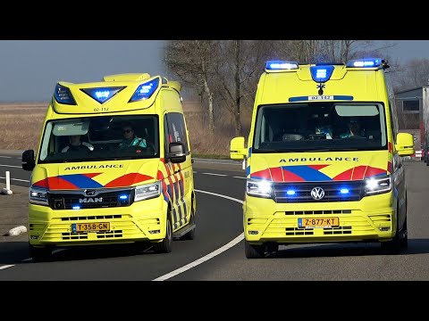 A1, Ambulance 02-112 Stiens & 02-142 Dokkum vanaf incidenten op Ameland & in Dokkum