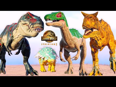 JPOG Crusher T-REX & Camp Cretaceous Dinosaurs Hunting and Fighting 🦖 Jurassic World Evolution 2